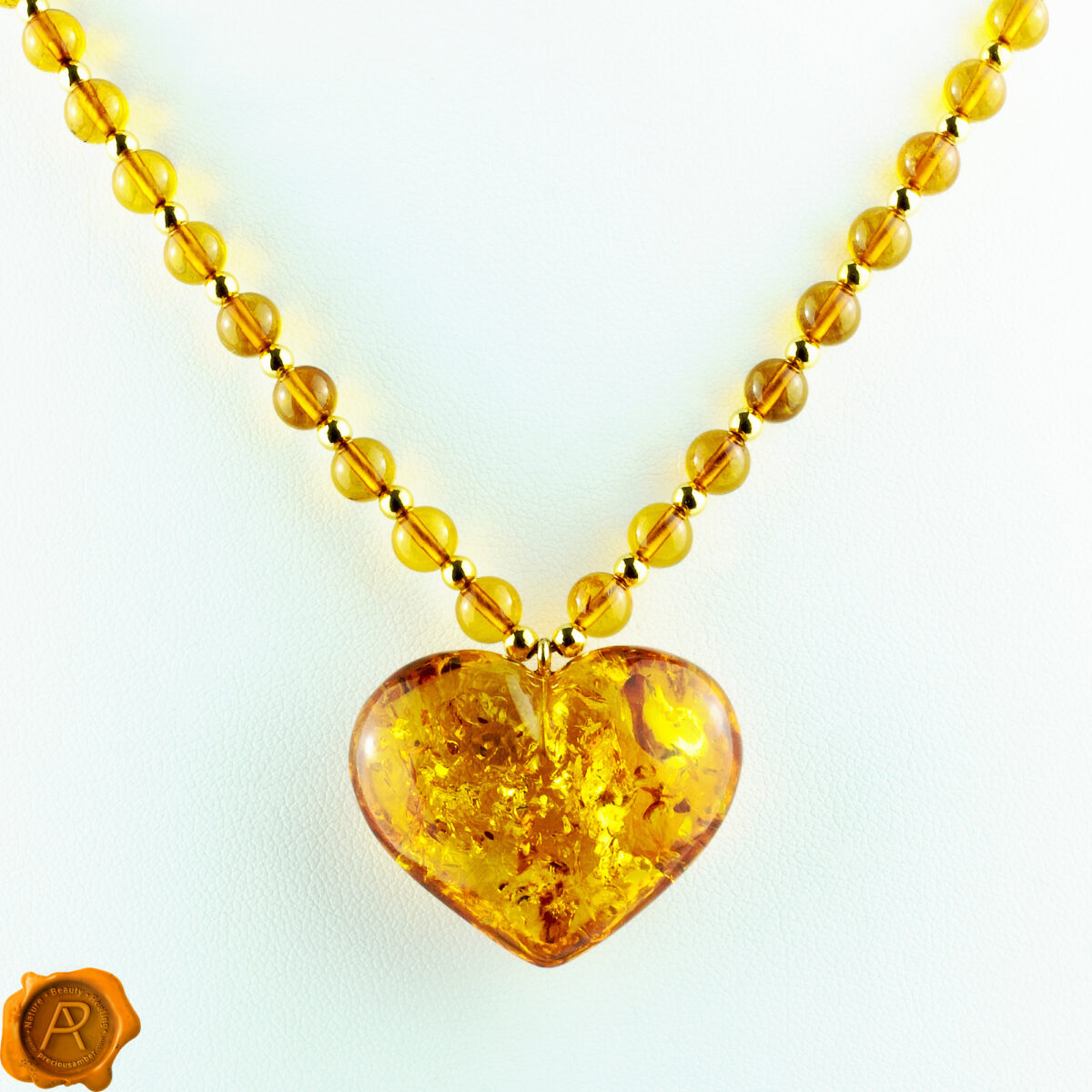 Amber Gold Heart Necklace - Image 4