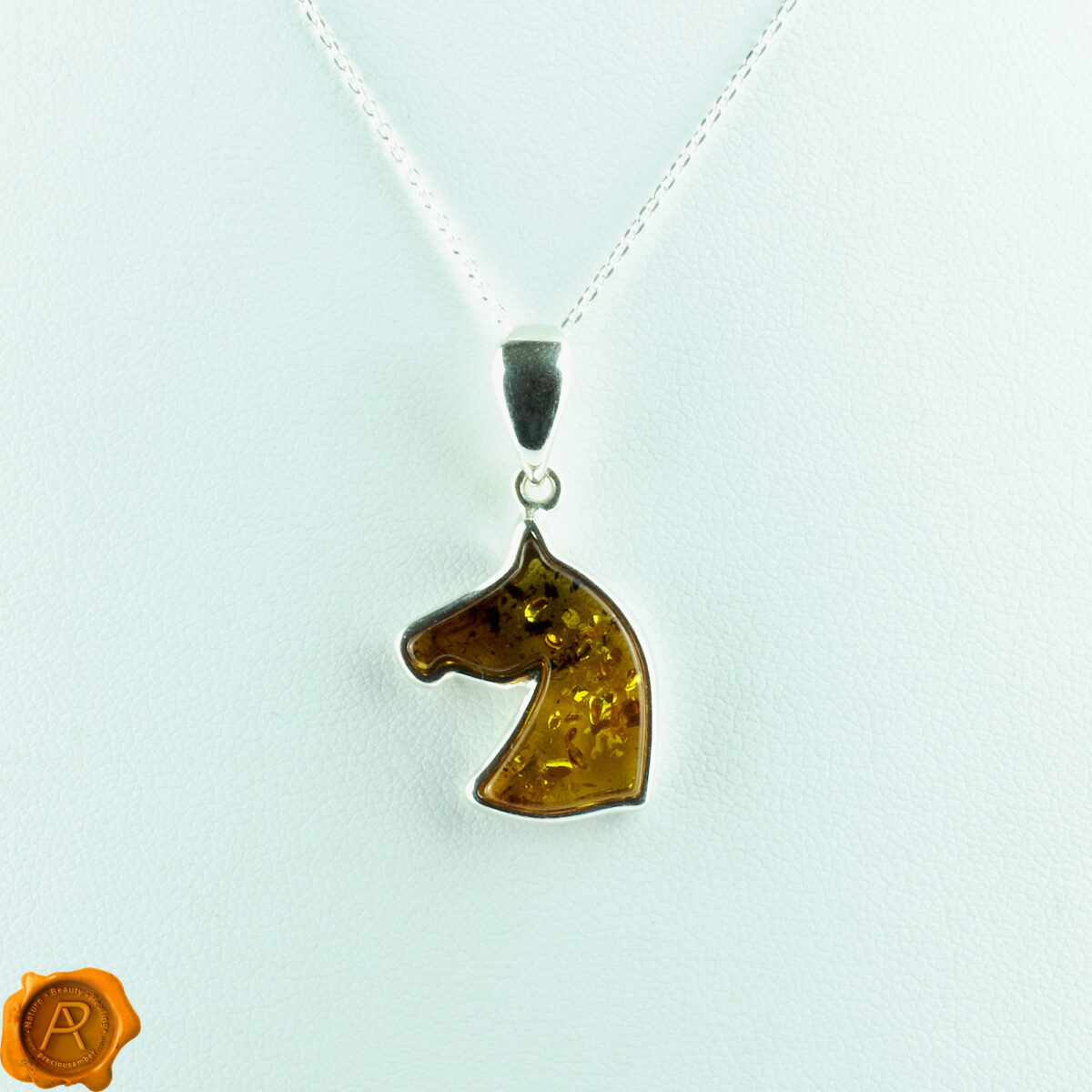 Horse-Charms-Jewellery-Sterling-Silver-Honey-Baltic-Amber-Brown-Gemstone-Crystal-Pendant-Dublin-Necklace-Ireland-Uk-Dublin Honey Amber Horse Pendant - Image 1