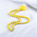 Carved Amber Rose Pendant Necklace - Image 5