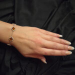 Four Leaf Clover Honey Amber Silver Bracelet - Image 2