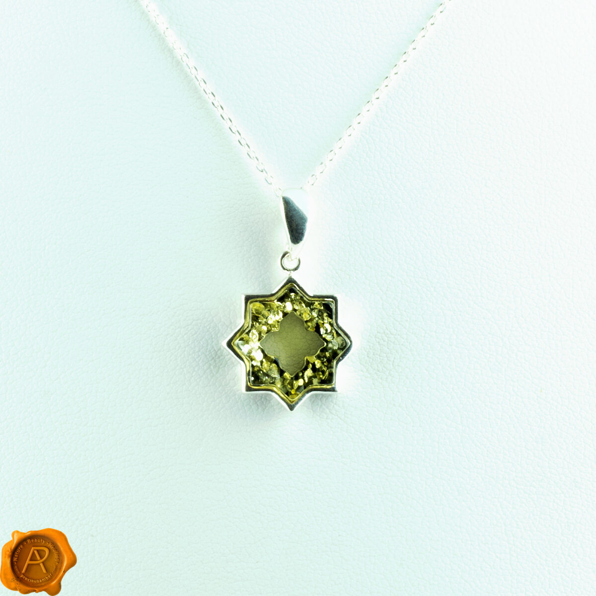 Geometric Green Amber Pendant - Image 1