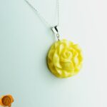 Handcarved Amber Rose Pendant