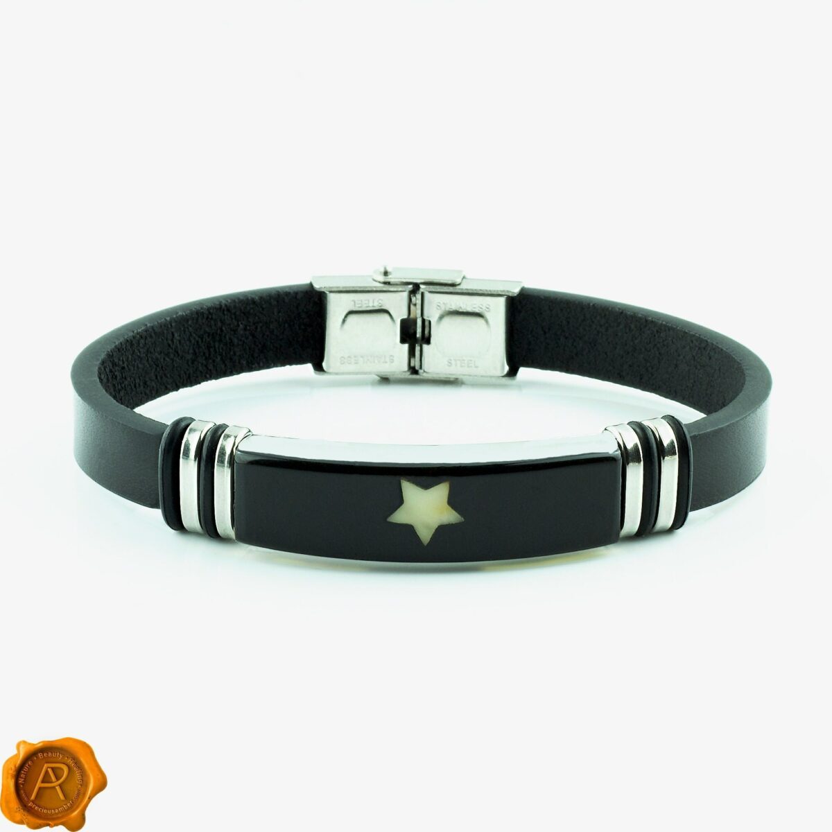 Amber Star Leather Bracelet - Image 1