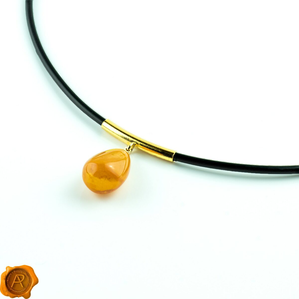 Amber Gold Choker Pendant - Image 3