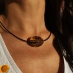 Earthy Amber Amulet Leather Necklace - Image 2