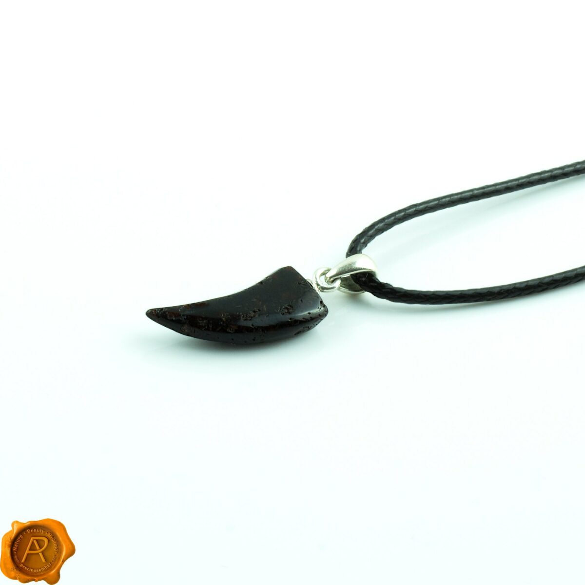 Tiger Tooth Black Amber Pendant - Image 2