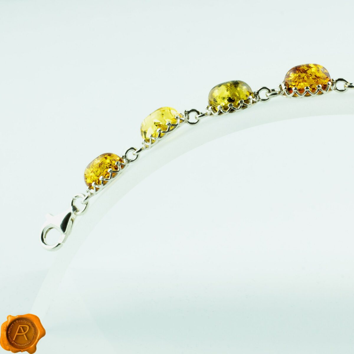 Multicolor Amber Silver Bracelet - Image 2