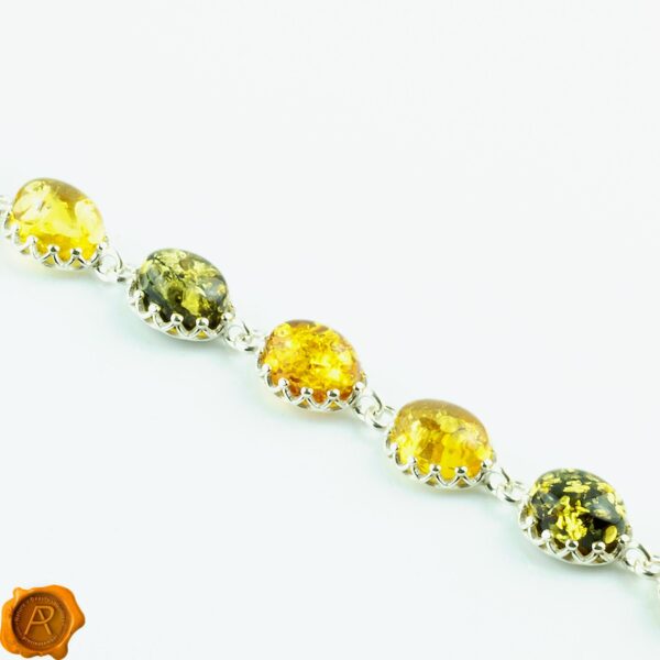 Multicolor Amber Silver Bracelet
