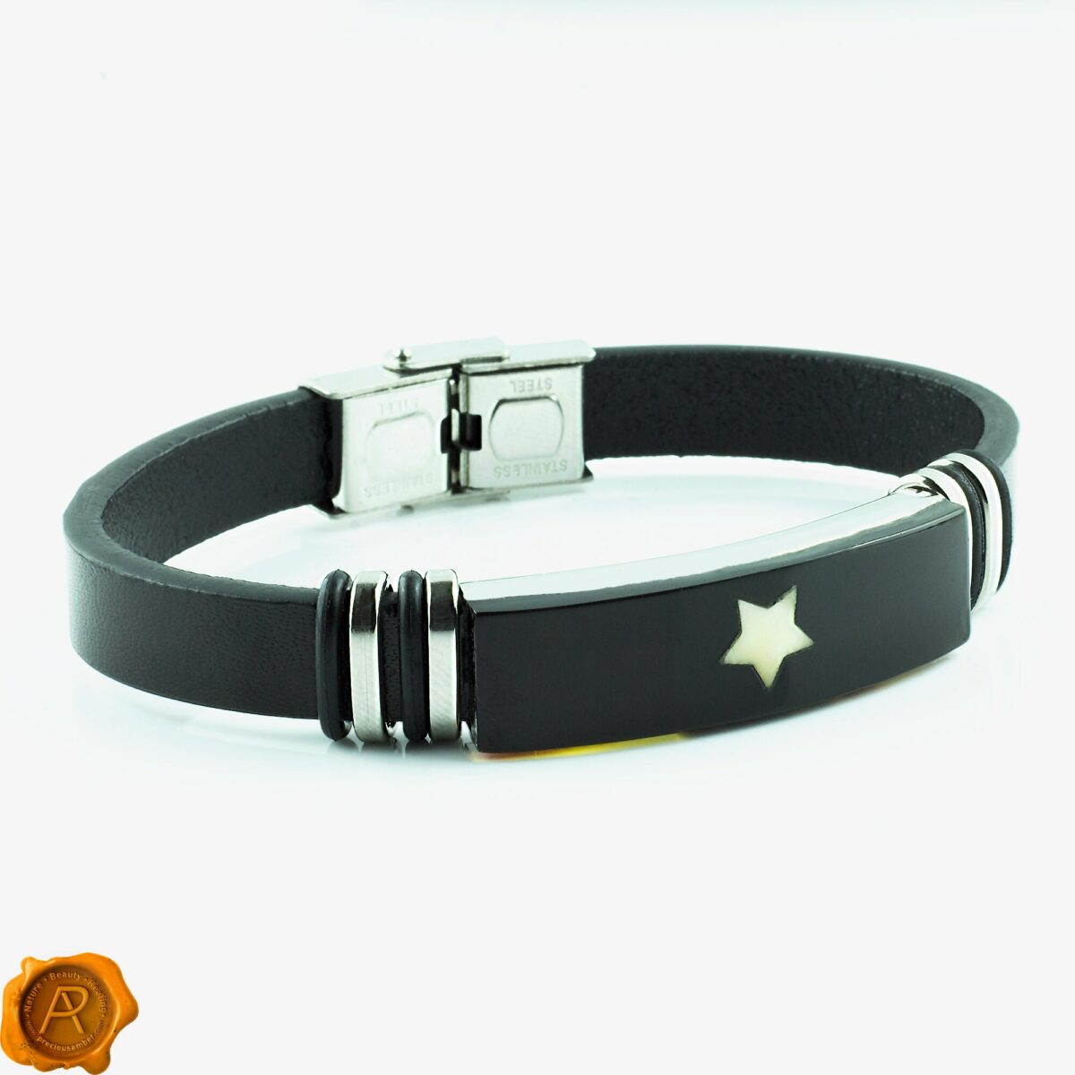 Amber Star Leather Bracelet - Image 2