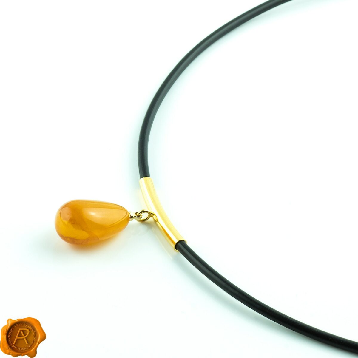 Amber Gold Choker Pendant - Image 4