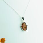 Hamsa Hand Honey Amber Pendant - Image 2