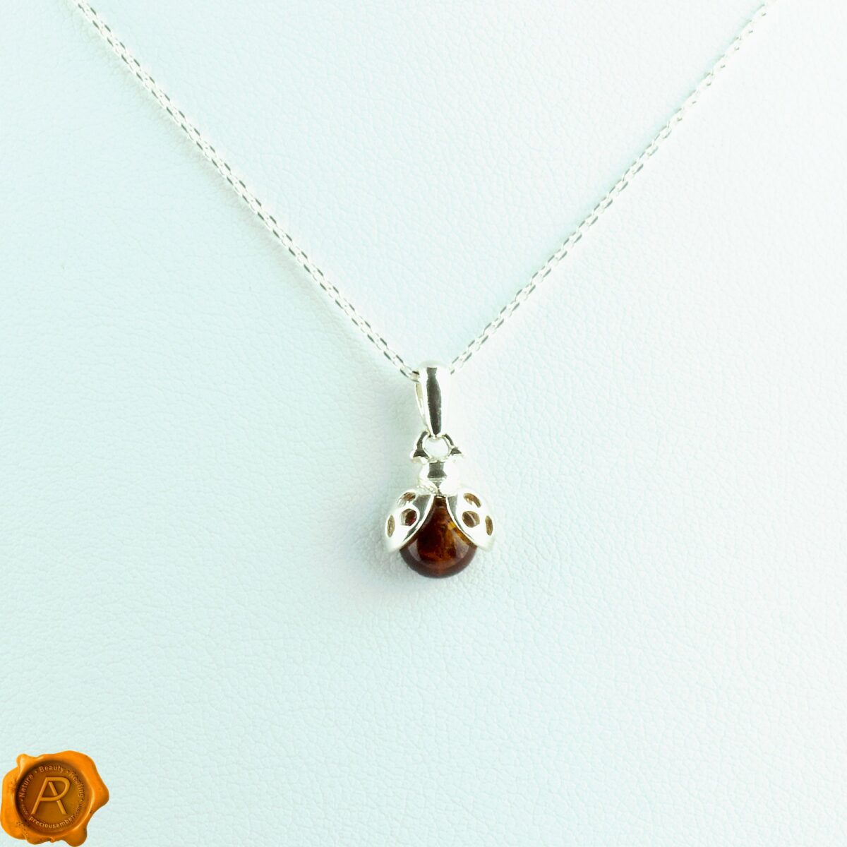 Dainty Ladybird Amber Pendant - Image 3