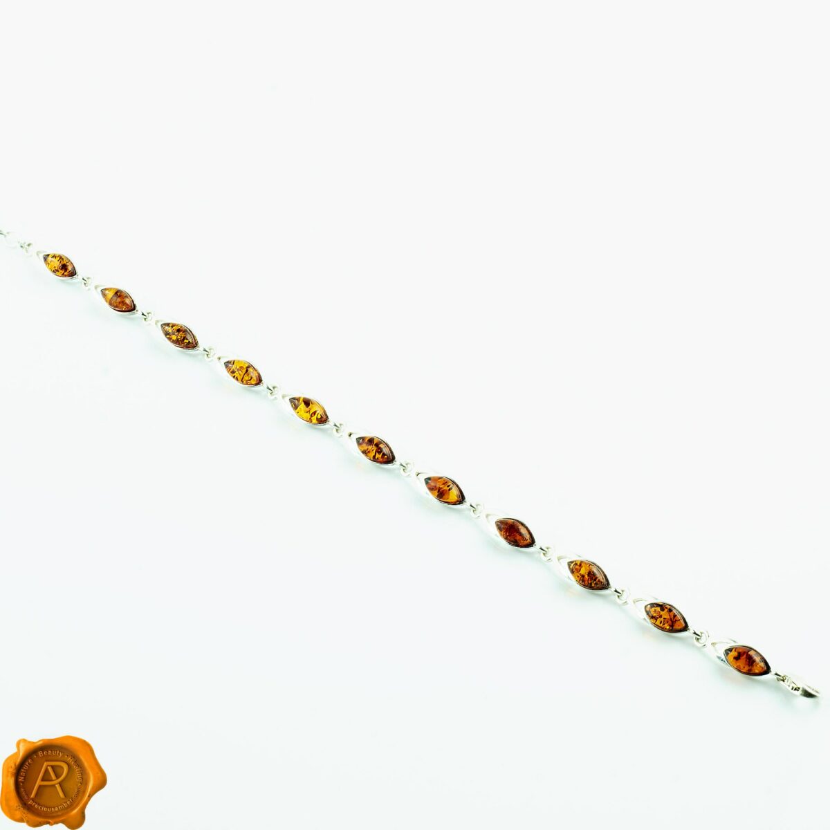 Honey Amber Silver Link Bracelet - Image 4