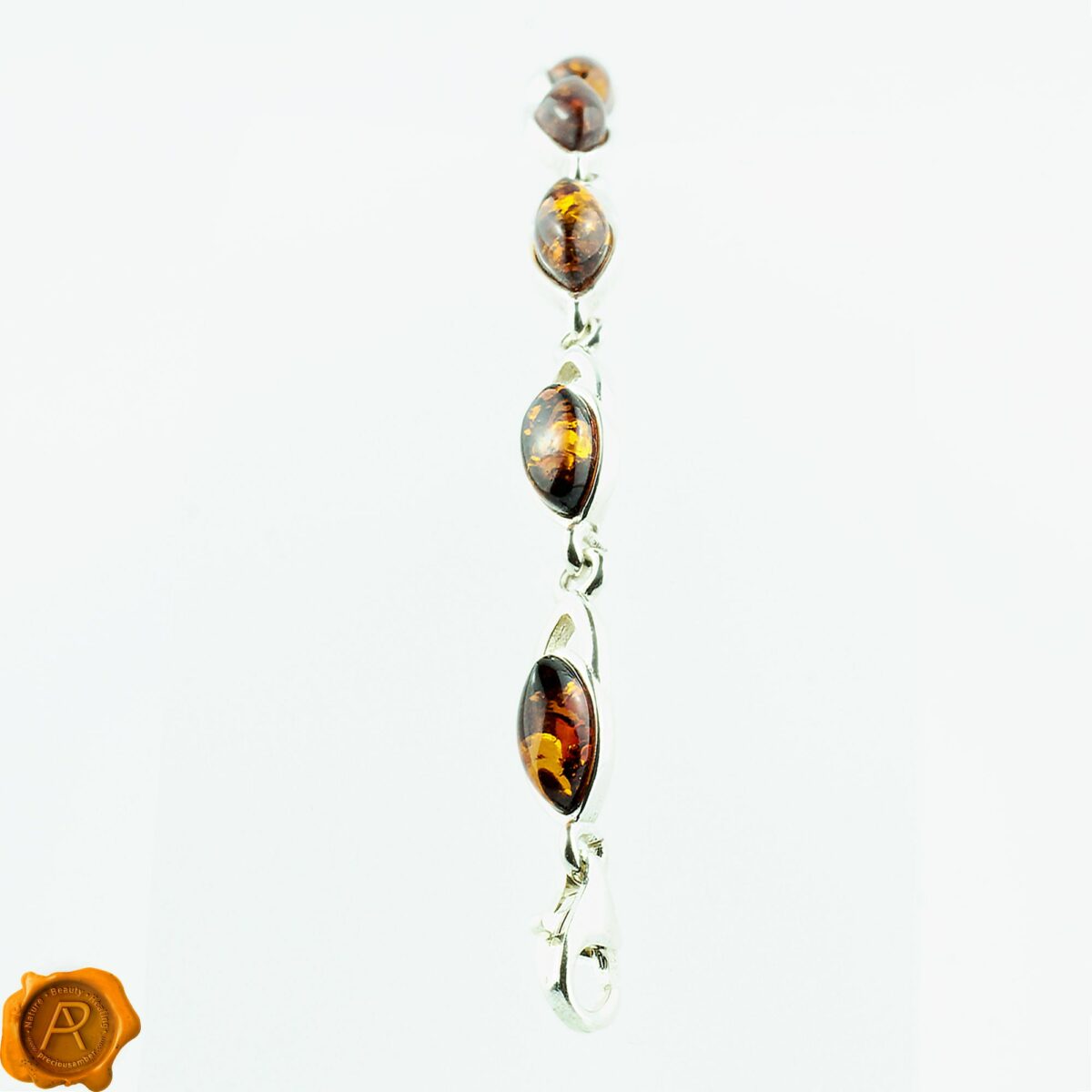 Honey Amber Silver Link Bracelet - Image 3