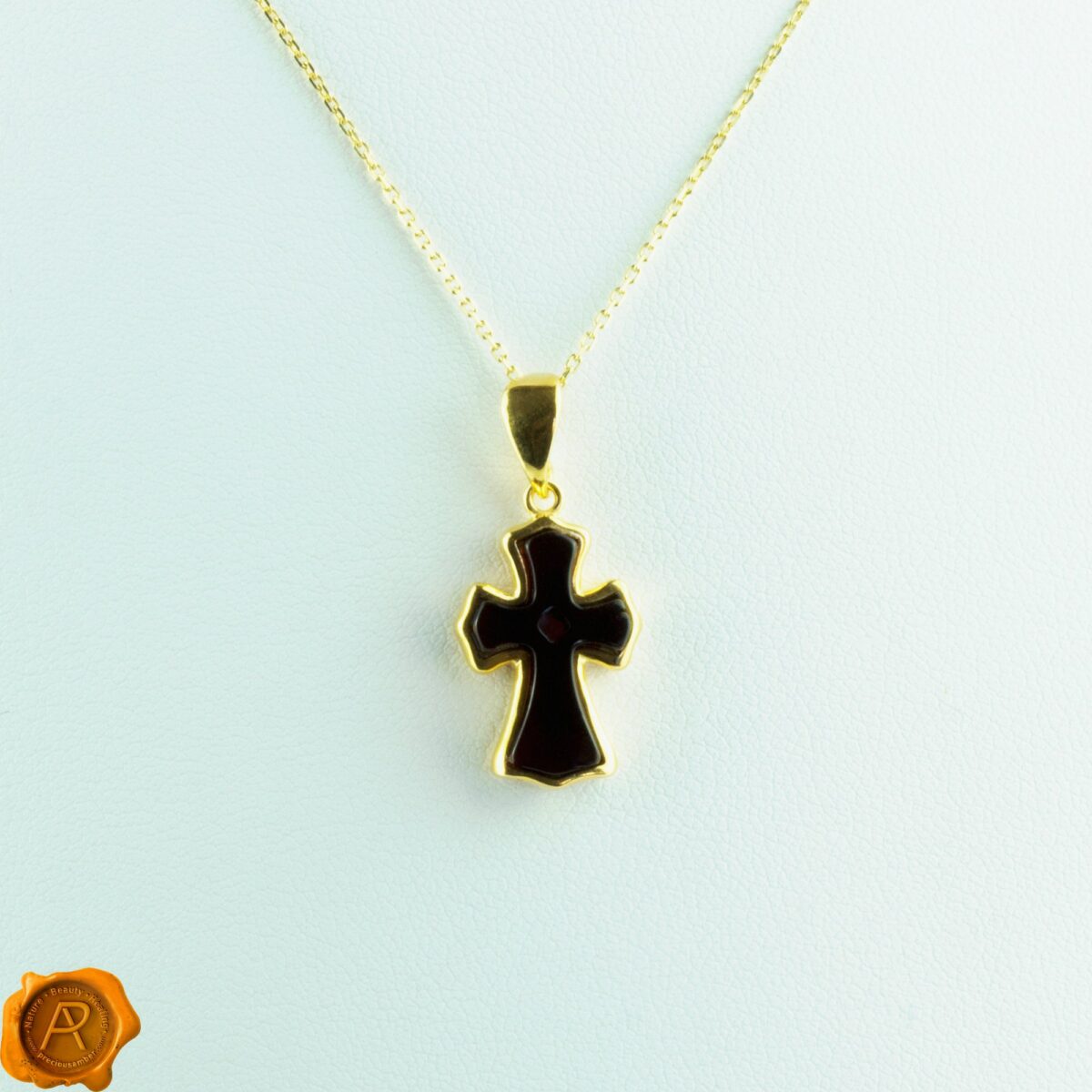 Amber Gold Cross Pendant - Image 4
