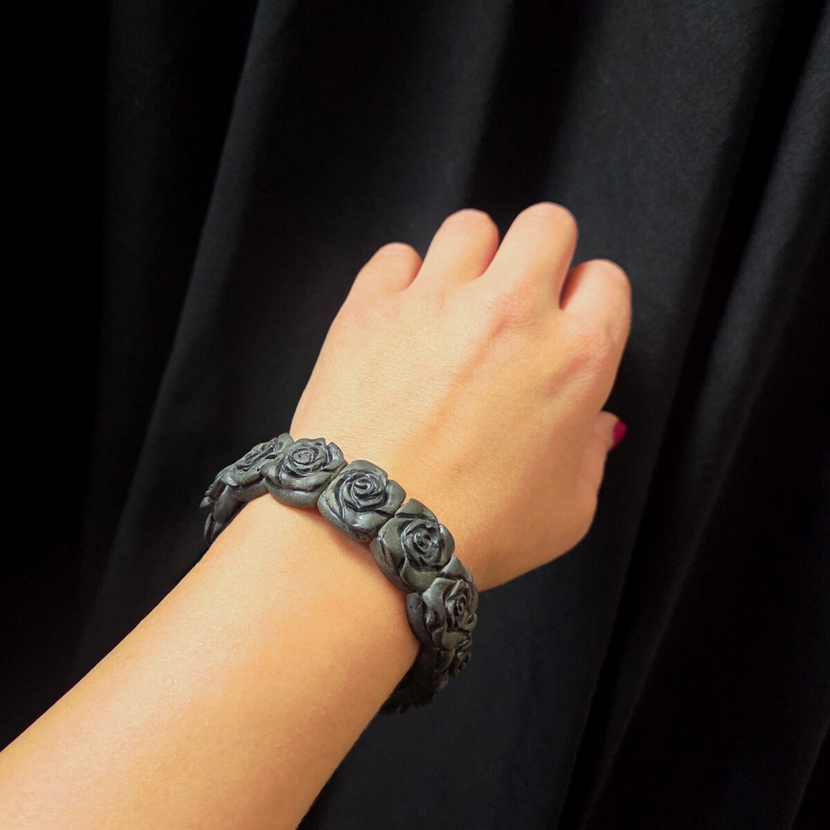 Rose Cherry Baltic Amber Elastic Bangle Bracelet, Large Gemstone Natural Amber Flower Romantic Jewelry Gift for Wife Girlfriend Women