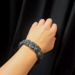 Rose Cherry Baltic Amber Elastic Bangle Bracelet, Large Gemstone Natural Amber Flower Romantic Jewelry Gift for Wife Girlfriend Women