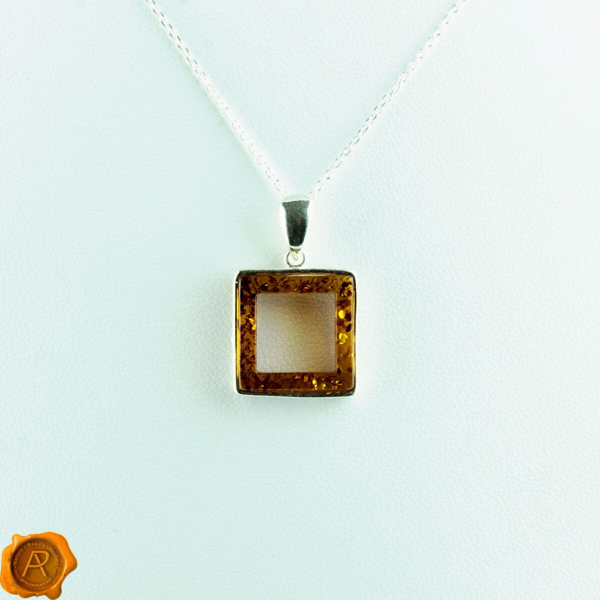 Honey-Square-Charms-Geometric-Jewellery-Sterling-Silver-Baltic-Amber-Gemstone-Crystal-Pendants-Teething-Bracelet-Anklet-Baby-Beads-Necklace-for-Women-Ireland-Uk-Dublin Geometric Honey Amber Charm - Image 1