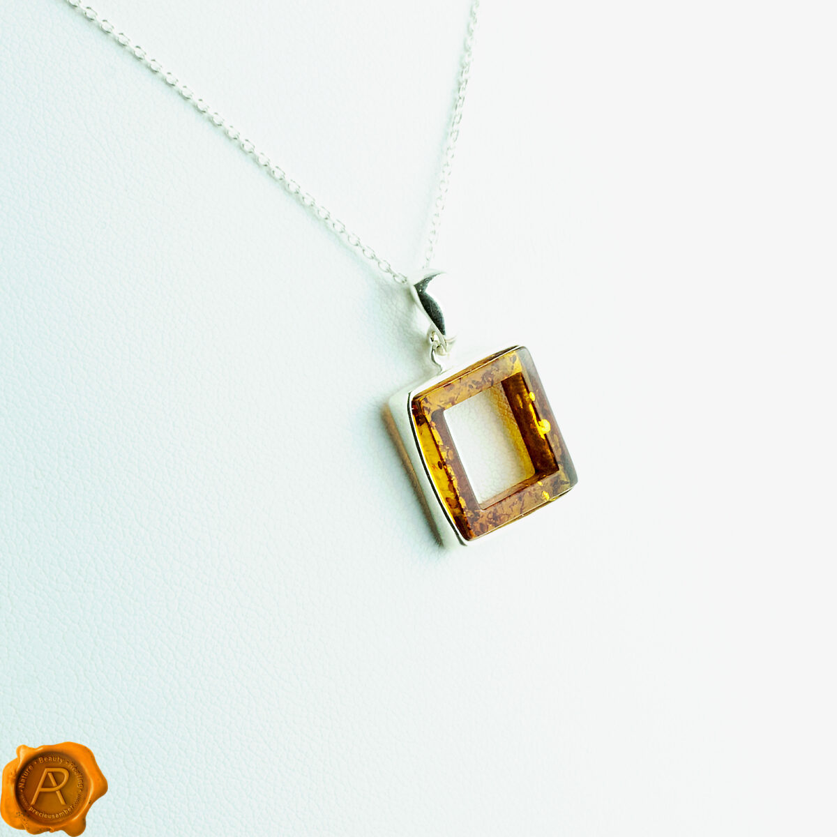 Honey-Square-Charms-Geometric-Jewellery-Sterling-Silver-Baltic-Amber-Gemstone-Crystal-Pendants-Teething-Bracelet-Anklet-Baby-Necklace-for-Women-Ireland-Uk-Dublin Geometric Honey Amber Charm - Image 3