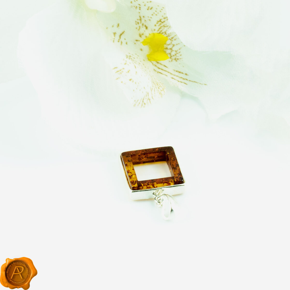 Honey-Square-Charms-Geometric-Jewelry-Sterling-Silver-Baltic-Amber-Gemstone-Crystal-Pendants-Teething-Bracelet-Anklet-Baby-Necklace-for-Women-Ireland-Uk-Dublin Geometric Honey Amber Charm - Image 2