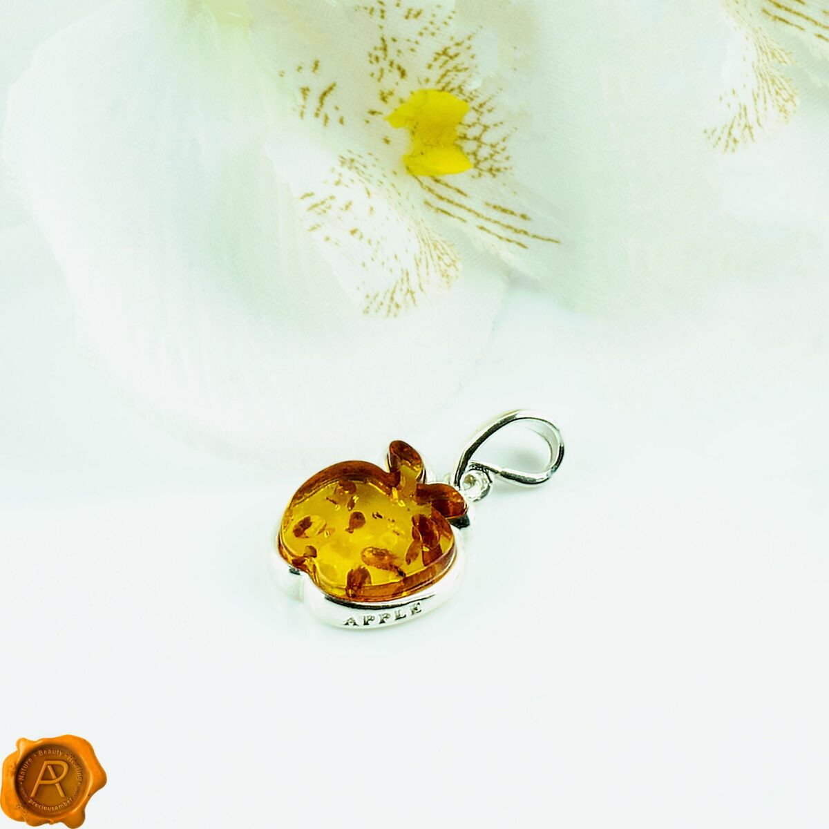 Amber Apple Silver Pendant - Image 2