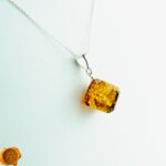 Geometric Amber Cube Pendant