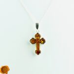 Honey Amber Silver Cross Charm - Image 3