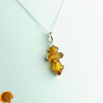 Honey Amber Silver Cross Pendant - Image 3
