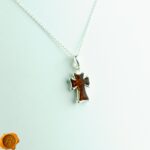 Dainty Honey Amber Cross Charm