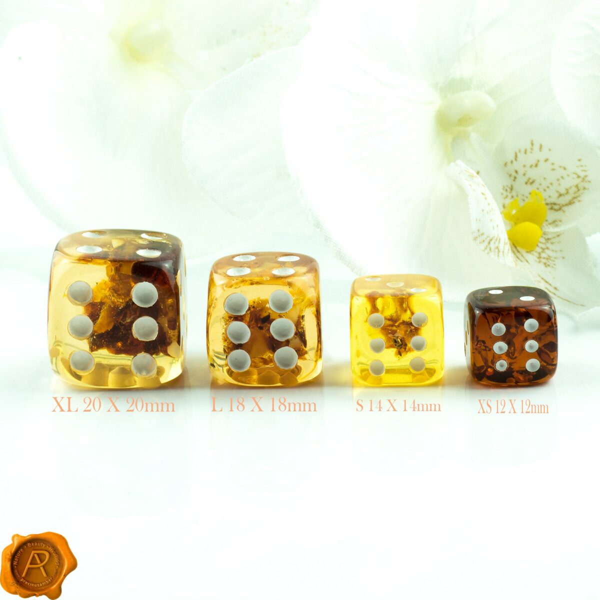 Amber Dice 12 x 12mm - Image 2