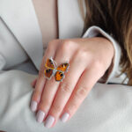 Adjustable Peacock Eye Butterfly Ring - Image 2