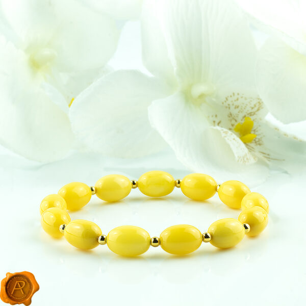 Butterscotch Amber Olive Gold Bracelet