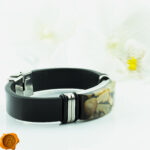 White Amber Leather Bracelet - Image 3