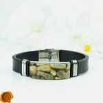 White Amber Leather Bracelet
