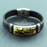White Amber Leather Bracelet - Image 2