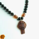 Handcarved Celtic Amber Cross Necklace
