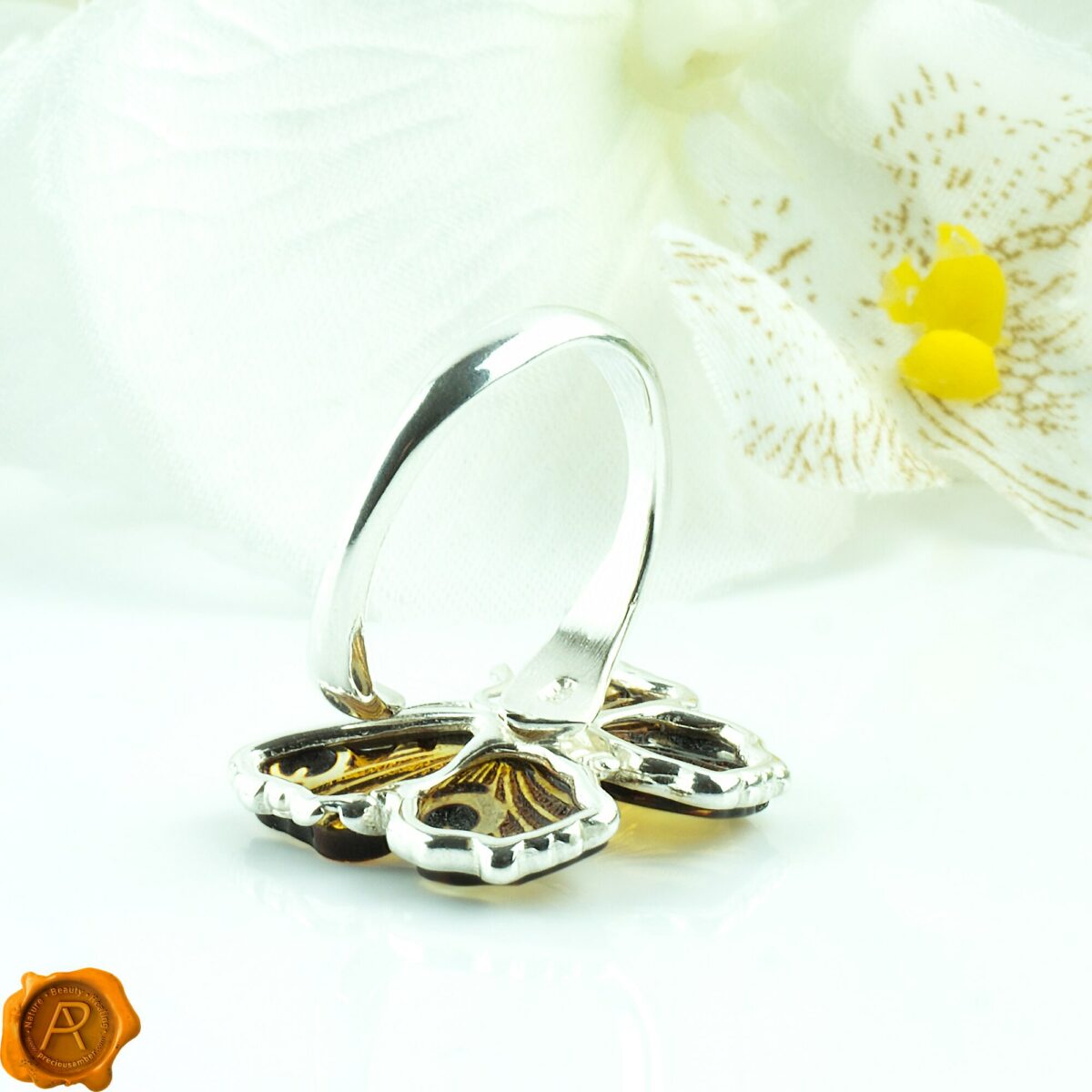 Adjustable Peacock Eye Butterfly Ring - Image 5