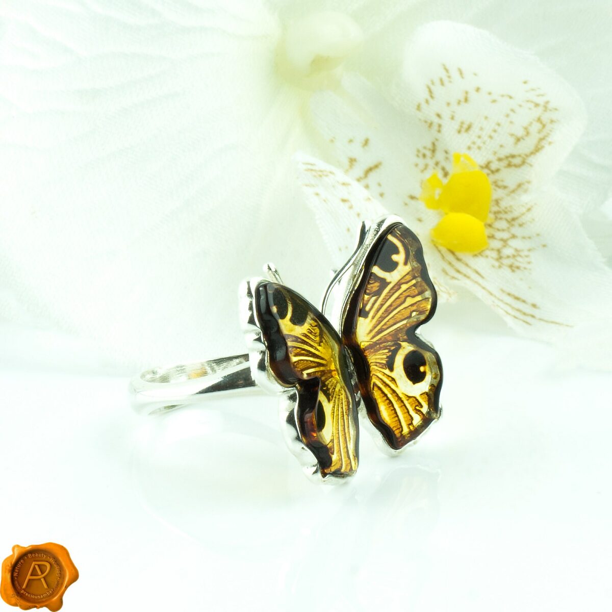 Adjustable Peacock Eye Butterfly Ring - Image 3