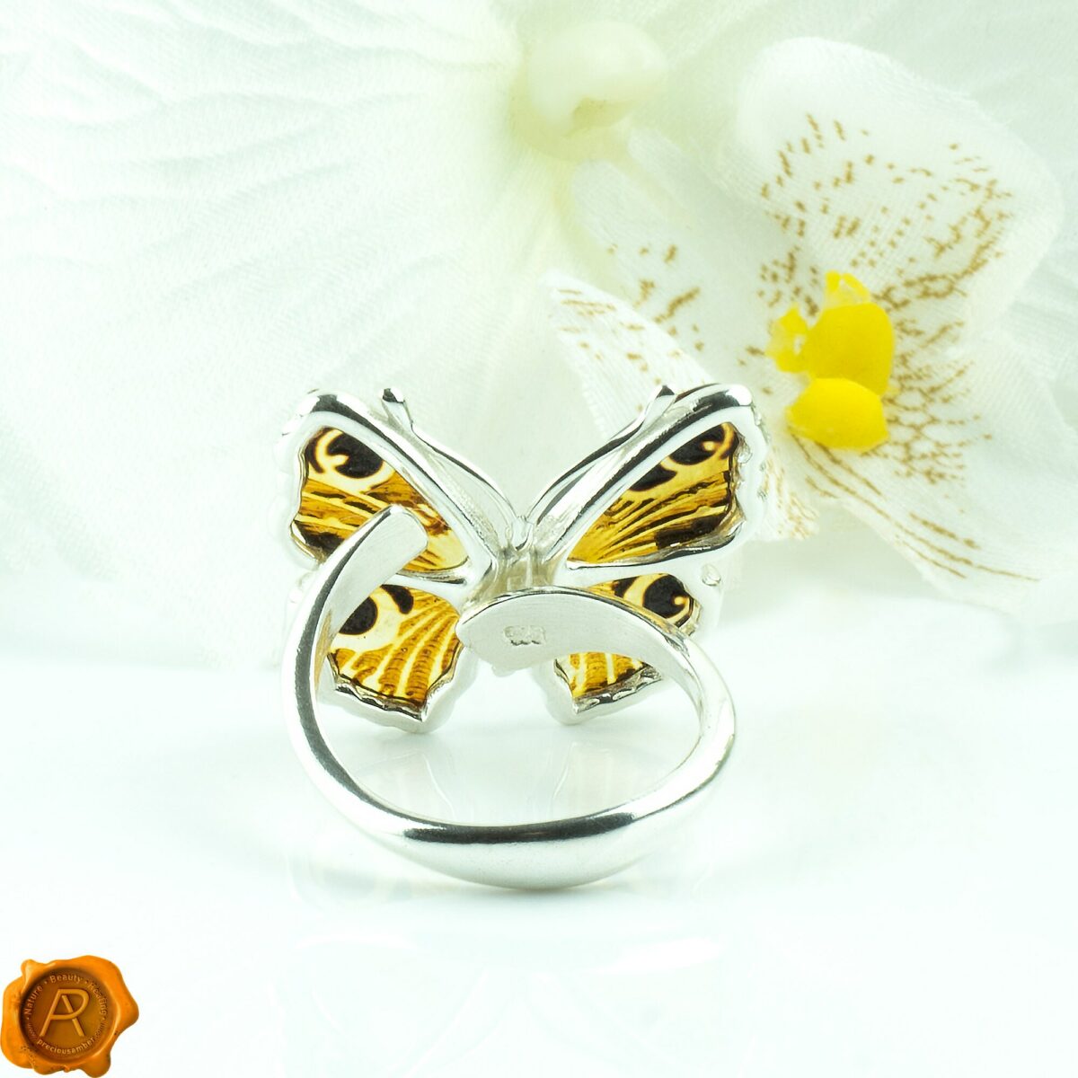 Adjustable Peacock Eye Butterfly Ring - Image 4