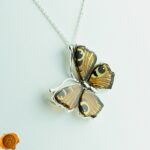 Carved Amber Peacock Butterfly Pendant - Image 3