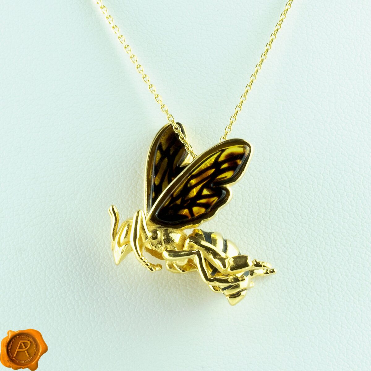 Carved Amber Gold Bee - Image 6