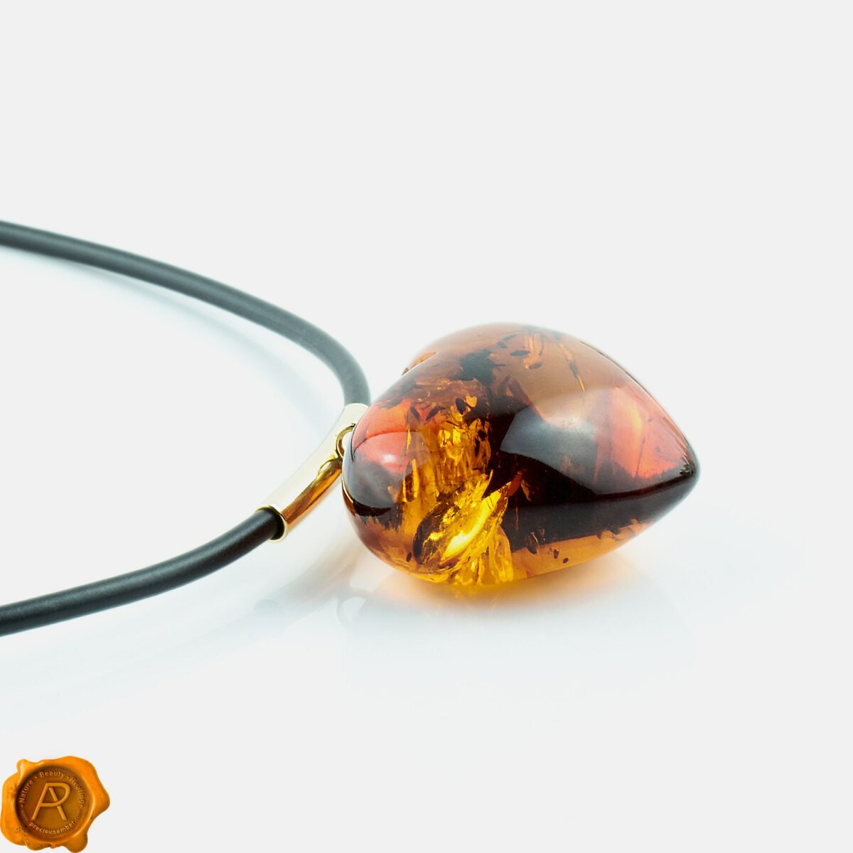 Amber Gold Heart Choker Pendant - Image 3