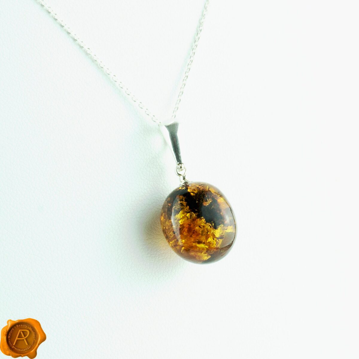 Earthy Amber Olive Silver Charm - Image 6