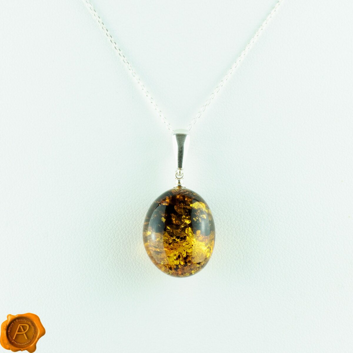 Earthy Amber Olive Silver Charm - Image 3