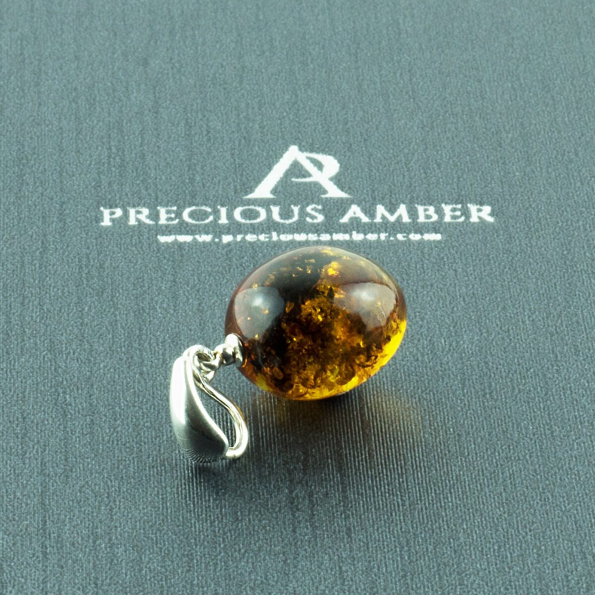Earthy Amber Olive Silver Charm - Image 2
