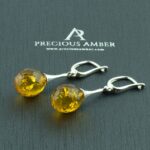 Luxurious Amber Silver Earrings