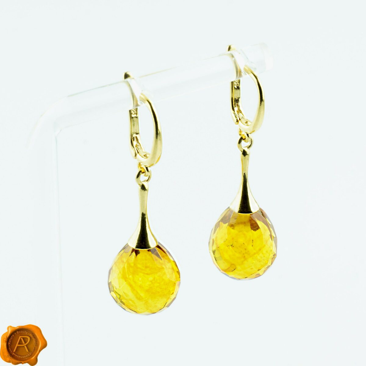Luxurious Amber Gold Earrings - Image 2