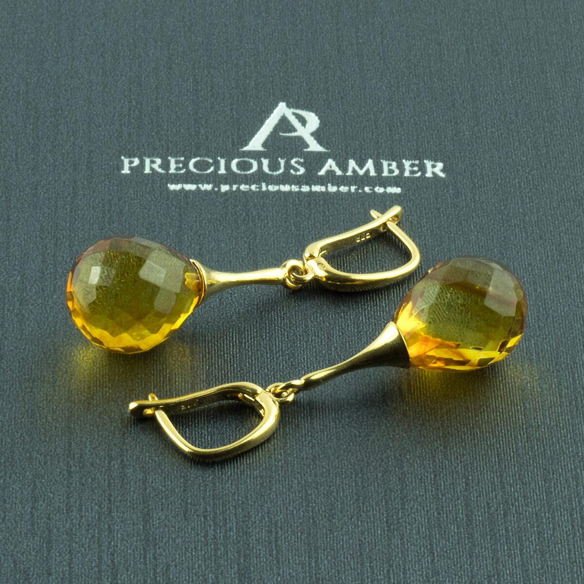 Luxurious Amber Gold Earrings - Image 1