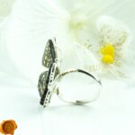 Adjustable Carved Amber Butterfly Ring - Image 4
