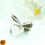 Adjustable Carved Amber Butterfly Ring - Image 6